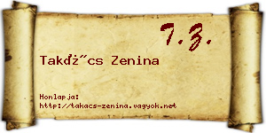 Takács Zenina névjegykártya